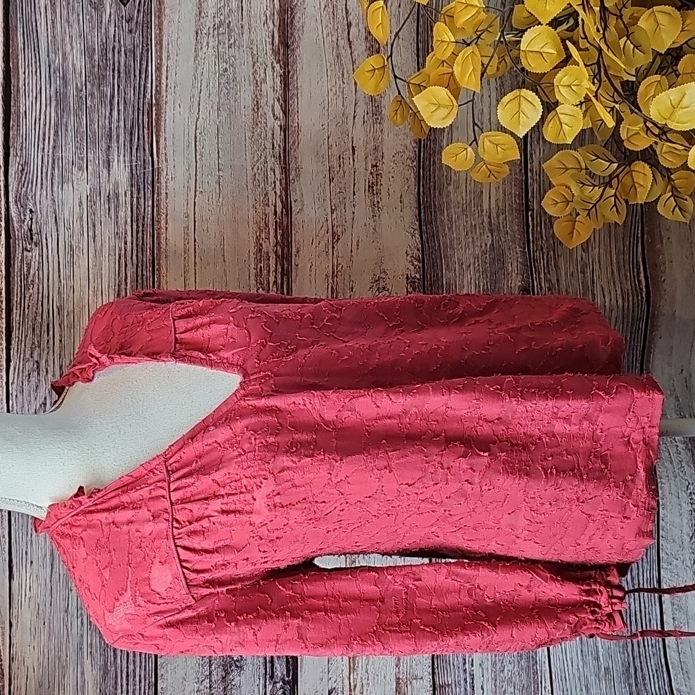 Lucky Brand Rose Pink Textured V-Neck Blouse